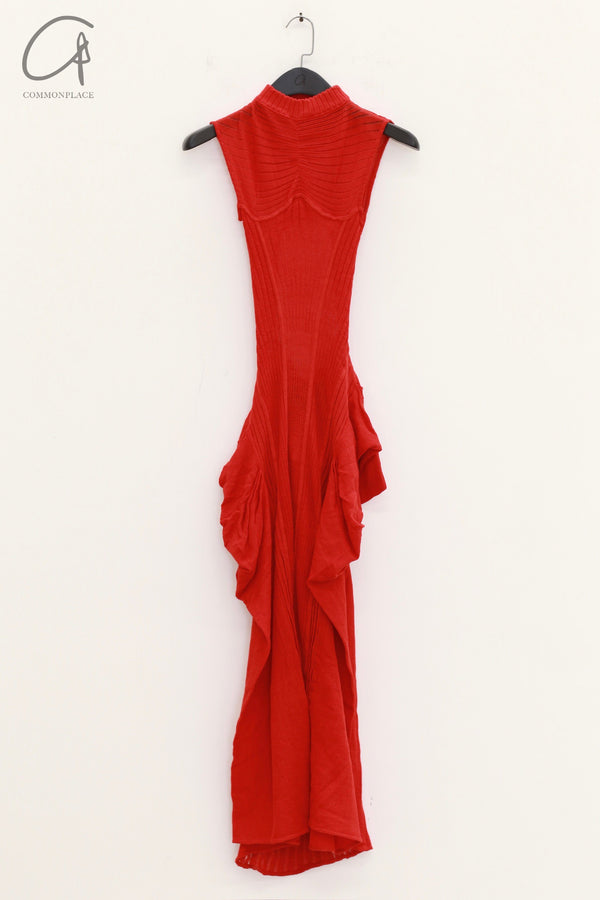 ISA BOULDER Half-high collar sleeveless backless dress IB-WDR90-HONG Red